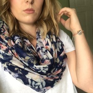 Navy and floral print infinity scarf